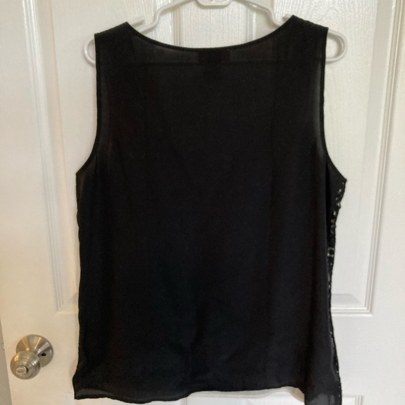 NWT LOFT Lace Front Black & White Tank Blouse L - Picture 4 of 5